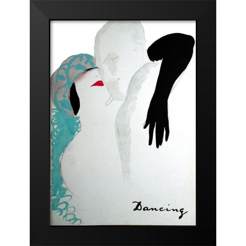 Dancing Black Modern Wood Framed Art Print by Vintage Apple Collection