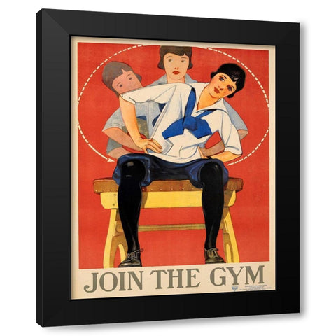 Join the Gym Black Modern Wood Framed Art Print by Vintage Apple Collection