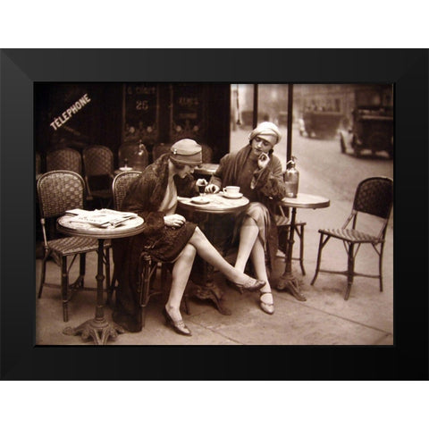 Paris Cafe I Black Modern Wood Framed Art Print by Vintage Apple Collection