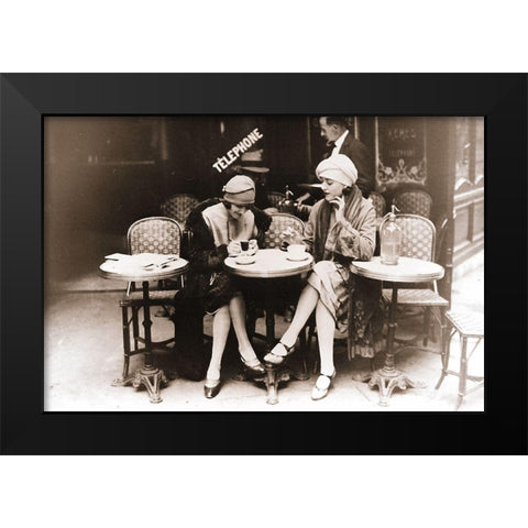 Paris Cafe II Black Modern Wood Framed Art Print by Vintage Apple Collection