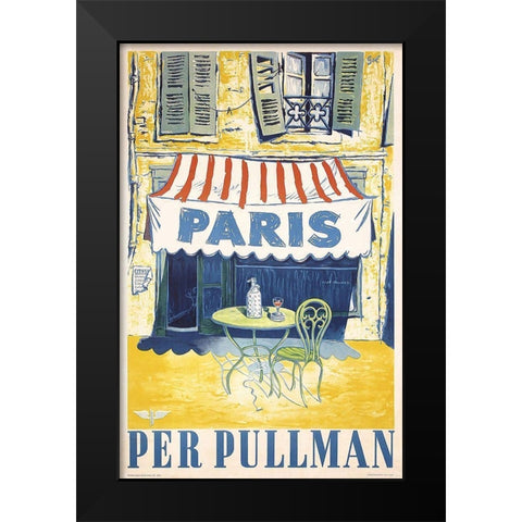 Paris Cafe Black Modern Wood Framed Art Print by Vintage Apple Collection