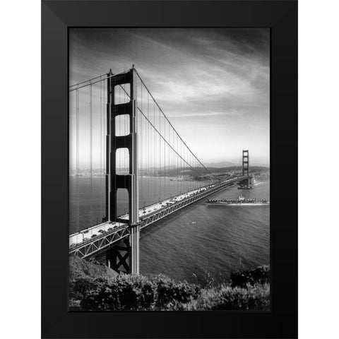 San Francisco Bridge Black Modern Wood Framed Art Print by Vintage Apple Collection