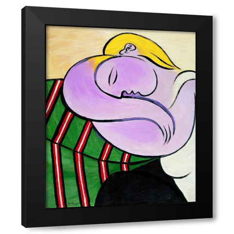 Picasso Woman with Yellow Hair Black Modern Wood Framed Art Print by Vintage Apple Collection