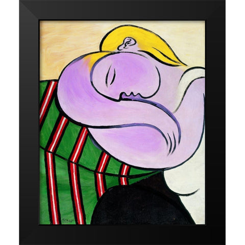 Picasso Woman with Yellow Hair Black Modern Wood Framed Art Print by Vintage Apple Collection