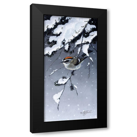 Winter Sprite - Golden Crown Kinglet Black Modern Wood Framed Art Print by Goebel, Wilhelm
