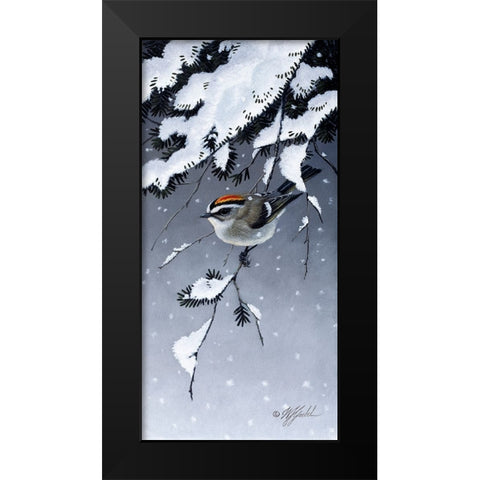 Winter Sprite - Golden Crown Kinglet Black Modern Wood Framed Art Print by Goebel, Wilhelm