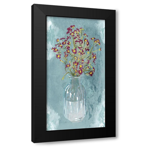 Purple Flowers Black Modern Wood Framed Art Print with Double Matting by Adebowale