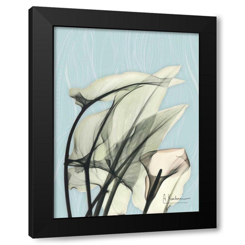 Calla Lily Leaves Black Modern Wood Framed Art Print with Double Matting by Koetsier, Albert