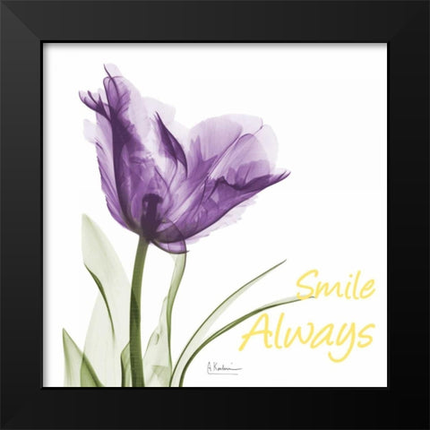 Smile Always Tulip Black Modern Wood Framed Art Print by Koetsier, Albert