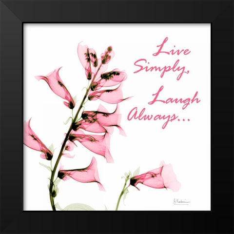 Live and Laugh Foxglove Black Modern Wood Framed Art Print by Koetsier, Albert