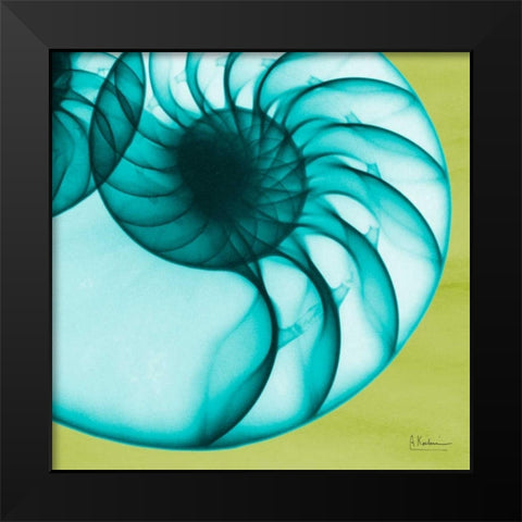 Neon Nautilus Black Modern Wood Framed Art Print by Koetsier, Albert