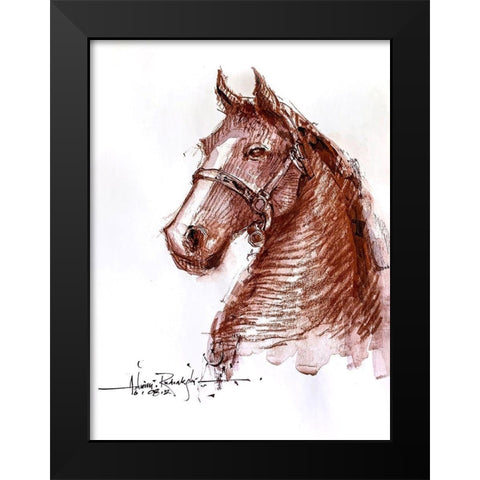 Horse 2 Black Modern Wood Framed Art Print by Rudraksi, Ashwini