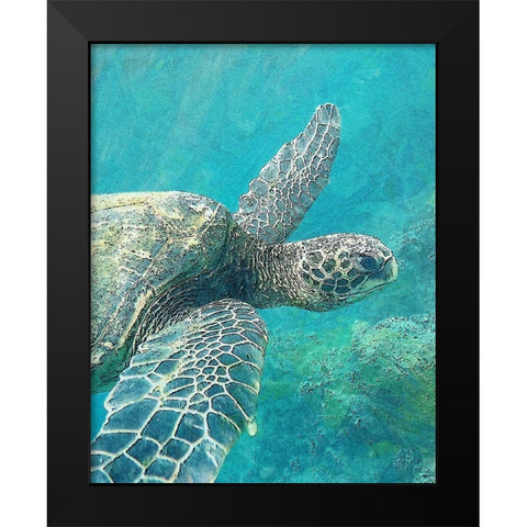 Sea Turtle 1 Black Modern Wood Framed Art Print by Bailey, Ann