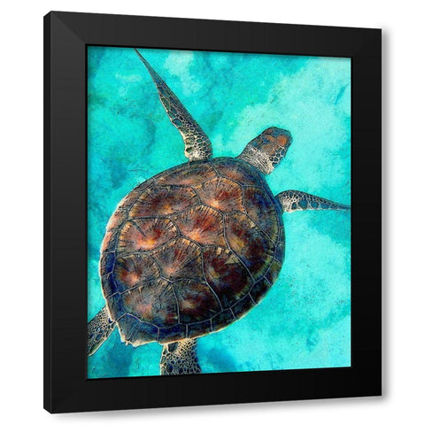 Sea Turtle 2 Black Modern Wood Framed Art Print by Bailey, Ann