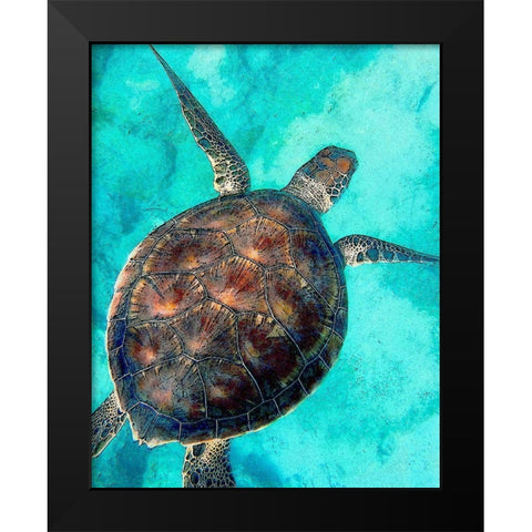 Sea Turtle 2 Black Modern Wood Framed Art Print by Bailey, Ann
