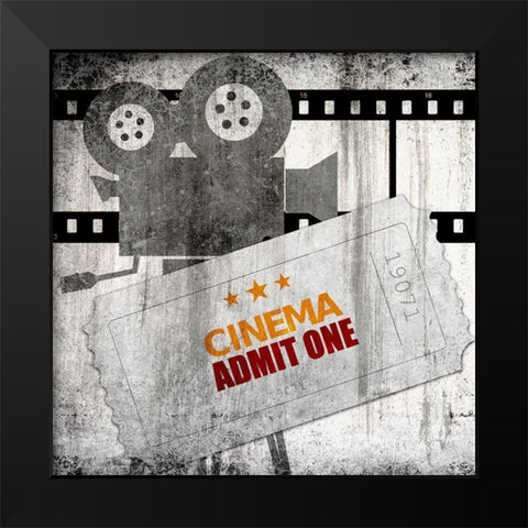 Admit One Black Modern Wood Framed Art Print by Bailey, Ann