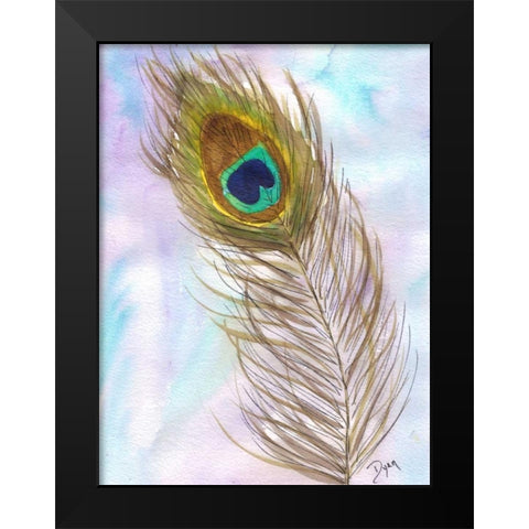 Peacocl Feather 2 Black Modern Wood Framed Art Print by Dyer, Beverly