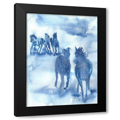 Hooves Of Thunder Black Modern Wood Framed Art Print with Double Matting by Dyer, Beverly