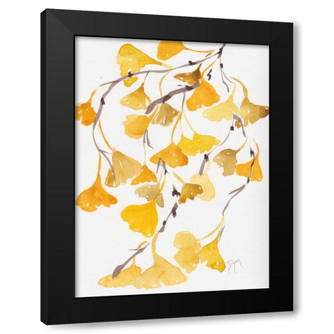 Golden Gingko A Black Modern Wood Framed Art Print with Double Matting by Dyer, Beverly