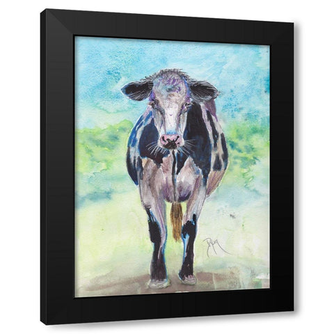 Mapleview Cow Black Modern Wood Framed Art Print with Double Matting by Dyer, Beverly