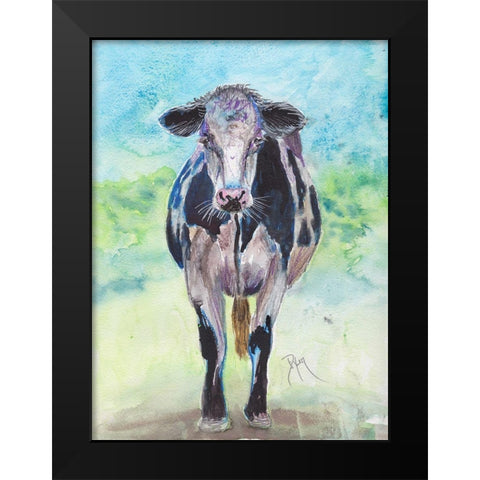 Mapleview Cow Black Modern Wood Framed Art Print by Dyer, Beverly