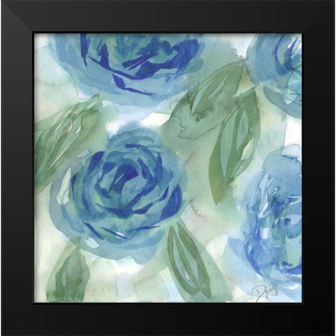 Blue Green Roses I Black Modern Wood Framed Art Print by Dyer, Beverly