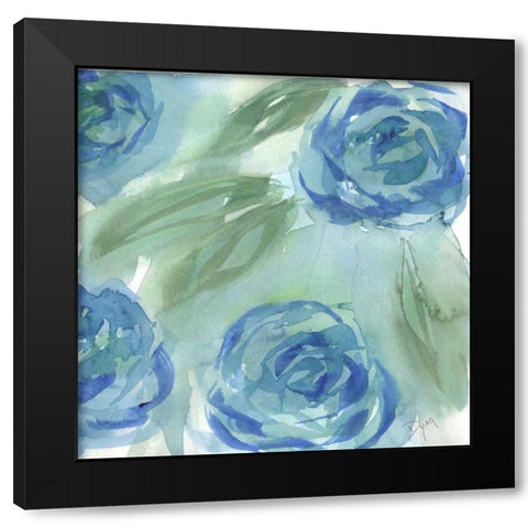 Blue Green Roses II Black Modern Wood Framed Art Print by Dyer, Beverly