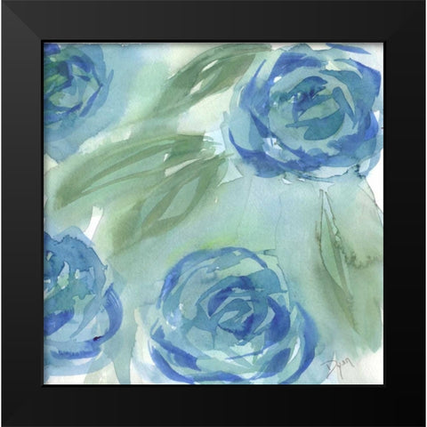 Blue Green Roses II Black Modern Wood Framed Art Print by Dyer, Beverly