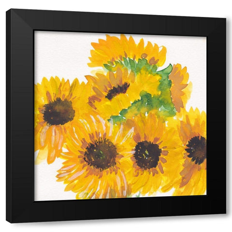 Close Sunflower Bouquet Black Modern Wood Framed Art Print with Double Matting by Dyer, Beverly