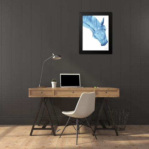 Blue Lacey Thick Black Modern Wood Framed Art Print by Dyer, Beverly