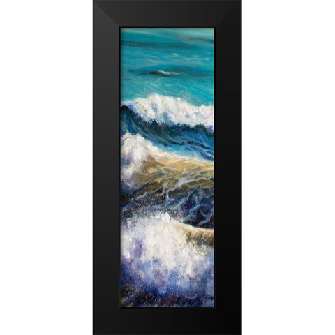 Ocean Rolls 1 Black Modern Wood Framed Art Print by Boho Hue Studio