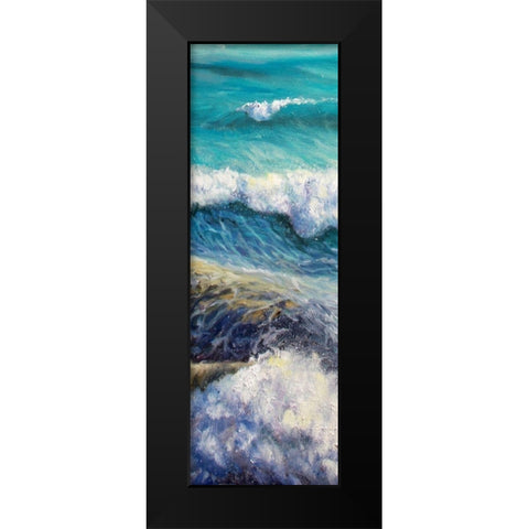 Ocean Rolls 2 Black Modern Wood Framed Art Print by Boho Hue Studio