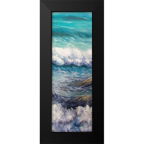 Ocean Rolls 3 Black Modern Wood Framed Art Print by Boho Hue Studio
