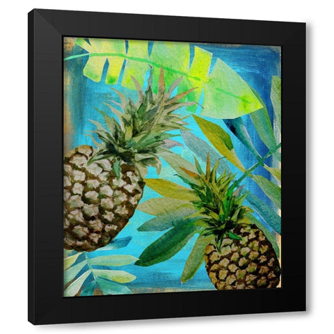 Pineapple Party 1 Black Modern Wood Framed Art Print with Double Matting by Boho Hue Studio