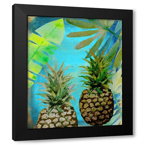 Pineapple Party 2 Black Modern Wood Framed Art Print with Double Matting by Boho Hue Studio