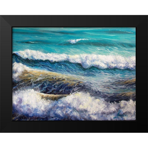Ocean Roll Black Modern Wood Framed Art Print by Boho Hue Studio