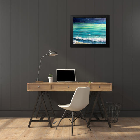 Rolling Waves Black Modern Wood Framed Art Print by Boho Hue Studio