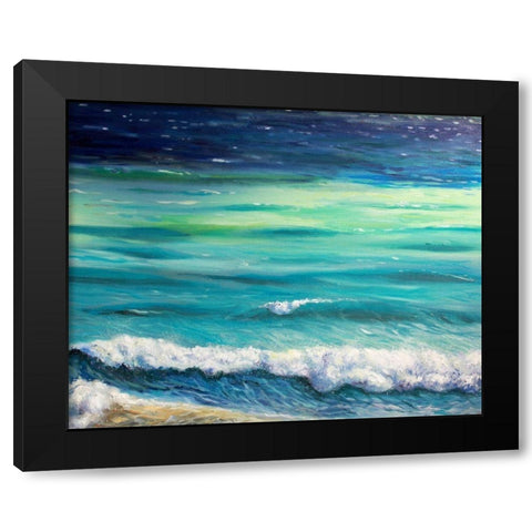 Rolling Waves Black Modern Wood Framed Art Print by Boho Hue Studio