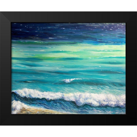Rolling Waves Black Modern Wood Framed Art Print by Boho Hue Studio
