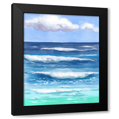 Coastal Waves Black Modern Wood Framed Art Print with Double Matting by Boho Hue Studio