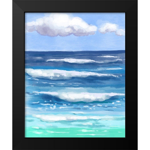Coastal Waves Black Modern Wood Framed Art Print by Boho Hue Studio