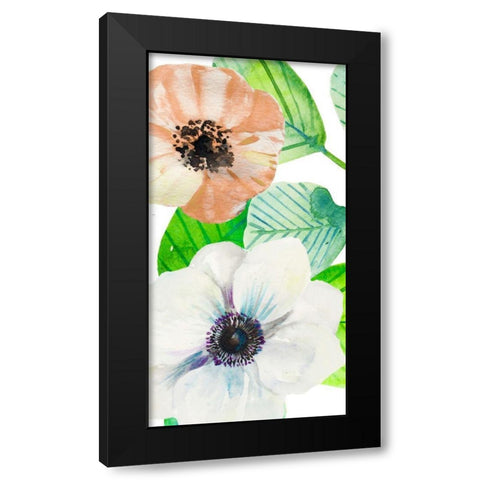 Flower Panel 2 Black Modern Wood Framed Art Print with Double Matting by Boho Hue Studio