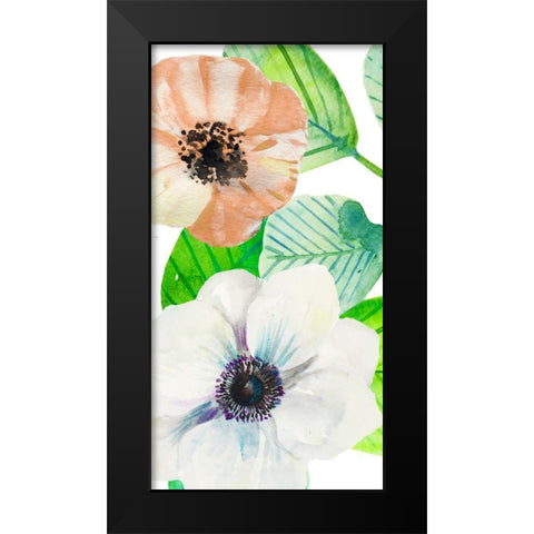 Flower Panel 2 Black Modern Wood Framed Art Print by Boho Hue Studio