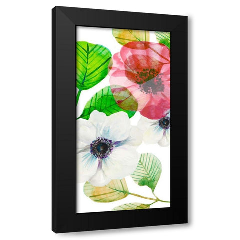 Flower Panel 3 Black Modern Wood Framed Art Print with Double Matting by Boho Hue Studio