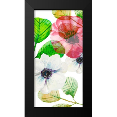 Flower Panel 3 Black Modern Wood Framed Art Print by Boho Hue Studio