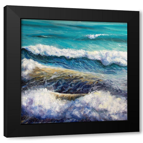 Ocean Waves Black Modern Wood Framed Art Print with Double Matting by Boho Hue Studio