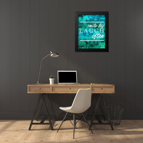 Laugh Often Black Modern Wood Framed Art Print by Alvarez, Cynthia