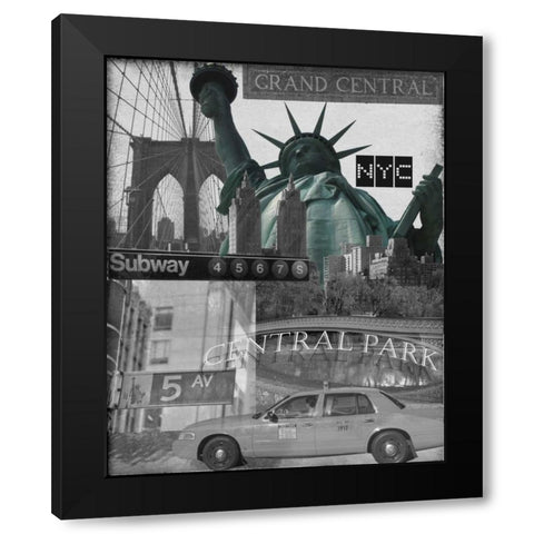 All About NY 2 Black Modern Wood Framed Art Print with Double Matting by Stevens, Carole