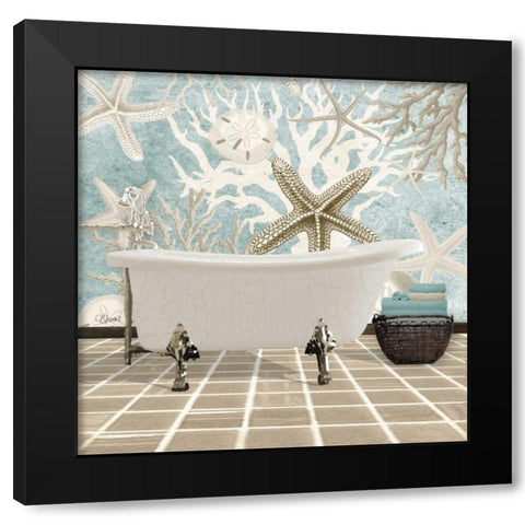 Coral Bath 1A Black Modern Wood Framed Art Print by Stevens, Carole