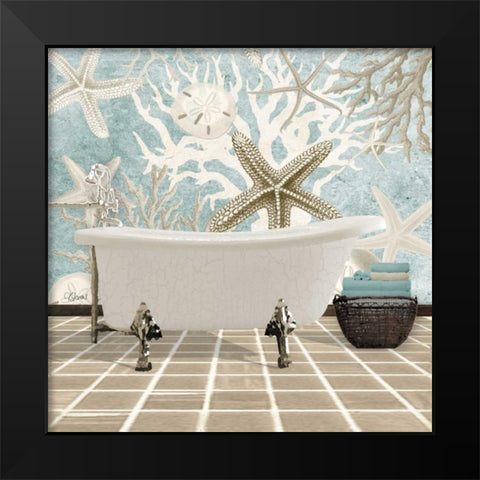 Coral Bath 1A Black Modern Wood Framed Art Print by Stevens, Carole